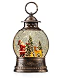 Christmas Decorations Musical Snow Globe Lantern, Glittering Lighted Plug-in , 3 AAA Battery Operated & USB Powered, Santa Claus, Christmas Tree and Elk…