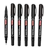 ZEYAR Twin Tip Permanent Markers, CD/DVD Markers, 4 Color, Ultra Fine Point and Fine Point for Signature and Marking (6 Black Color)