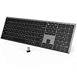 Trueque Wireless Keyboard, Full Size Ultra Slim Keyboard with Silent Keys, Number Pad, 2.4 GHz Wireless Ergonomic USB Computer Keyboard for Laptop, Windows, PC, Desktop, Mac, Grey