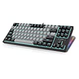 Mechanical Keyboard, E-YOOSO TKL Gaming Keyboard, Wired Mechanical Keyboard with Blue Switches, 87 Keys Compact Gaming Keyboard with Solid Color Backlit & RGB Sidelight for PC, MAC, PS4 Gamer