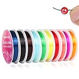 BFANGZ 0.8mm Elastic String Cord Rope for Jewelry Bracelet Necklace Crafts Beads Making, 10 Pcs Colorful Elastic Rope Stretch String Cord for Jewelry Making(80M)