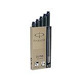 Parker Quink Ink Refill Cartridge for Fountain Pens, Blue/Black Ink, 5/Pack