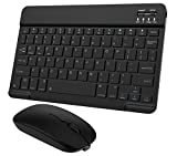 Small Bluetooth Keyboard and Mouse Combo Portable Rechargeable External Cordless Wireless Keyboard for Android Tablet Cell Phone Samsung Smartphone iPhone iPad Mini Pro Air Windows Surface (Black)