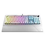 ROCCAT Vulcan 122 Mechanical PC Tactile Gaming Keyboard, Titan Switch, AIMO RGB Backlit Lighting Per Key, Detachable Palm/Wrist Rest, Anodized Aluminum Top Plate, Full Size, White/Silver