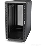 StarTech.com 22U Server Rack Cabinet with secure locking door - 4 Post Adjustable Depth (5.5' to 28.7') - 1768 lb capacity - 19 inch Portable Network Equipment Enclosure on wheels/casters (RK2236BKF)