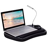 BIRDROCK HOME Oversized Lap Desk with Memory Foam Cushion | Wrist Rest Cushion and USB Light | Fits Laptops Up to 17' | Matte Black | Portable Office Desk | Work from Home