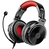 Bluetooth Over Ear Headphones with 110Hrs Playtime, OneOdio Wired Gaming Stereo Headsets with Boom Mic for PS4, Xbox one, PC, Wireless Headset for Phones, Laptop, Office - Studio Wireless(Y80B) (Red)