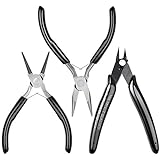 Jewelry Pliers, Cridoz Beading Pliers Set with Needle Nose Pliers, Round Nose Pliers and Wire Cutter for Jewelry Making Beading Repair Supplies and Crafting (set of 3)