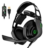 Jeecoo J65 USB Gaming Headset for PC - 7.1 Surround Sound Heavy Bass Headphones with Unique Cushion Pads, Clear and Crystal Microphone - Plug & Play for Laptop Computers