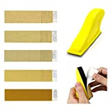 POLIWELL Micro Sander Kit 3.5” x 1” Mini Sander for Small Projects, Detail Handle Sanding Tools + Sandpaper 80 120 180 240 400 Grit for DIY Crafts Wood Finishing Tight Narrow Spaces Polishing, 50 PCS