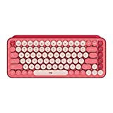 Logitech POP Keys Mechanical Wireless Keyboard with Customizable Emoji Keys, Durable Compact Design, Bluetooth or USB Connectivity, Multi-Device, OS Compatible - Heartbreaker Rose