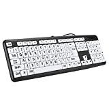 Elderly Keyboard, 104 Keys QWERTY Layout Keyboard Large Font Print USB Wired Keyboard Standard Full Size Computer Keyboard for Old People(1.35M Cable)(Black)