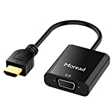 Moread HDMI to VGA with Audio, Gold-Plated Active HDMI to VGA Adapter (Male to Female) with Micro USB Power Cable & 3.5mm Audio Cable for PS4, MacBook Pro, Mac Mini, Apple TV and More - Black