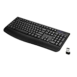 Loigys Wireless Keyboard, 2.4G Full-Sized Ergonomic Wireless Computer Keyboard with Wrist Rest for Windows, Mac OS Laptop/PC/Desktop/Notebook (Black)