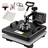 Dollate 15x15 Heat Press Machine 5 in 1 Bundle T Shirt Printing Swing Away Pressing Vinyl Sublimation HTV Hot Teflon Transfer Accessory Printer Combo by Tshirt,Hat,Tumbler,Plate,Mug,Cloth Maker 1400W