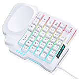 One Handed Gaming Keyboard, Small Gaming Keyboard with Ergonomic Palm Rest, LED Backlit Mini Gaming Keypad, USB Wired Game Controller for Gamer(White)