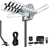 Outdoor Antenna - Amplified Digital HDTV Antenna 150 Miles Range 360 Degree Rotation- Support UHF/VHF 4K 1080P with Mounting Pole & 33 ft RG6 Coax Cable