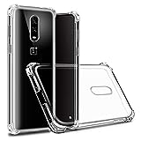 Hually Case for OnePlus 6T, OnePlus 7 Case, Crystal Clear TPU Gel Silicone Bumper Shockproof Protective Fiber Design Phone Protector Cover for OnePlus 6T/ 7