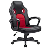 KaiMeng Office High Back Leather Computer Ergonomic Height Adjustable Racing Game Desk Executive Conference Task Chair, 19.5' x 20.1' x 44.2', Red