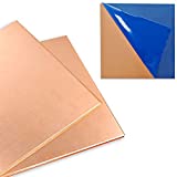 2 Pcs 99.9%+ Pure Copper Sheet, 6' x 6', 18 Gauge(1.02mm) Thickness, No Scratches, Film Attached Copper Plates