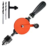 OCR Hand Drill Manual Crank Drill 3/8 inch (1.5mm-10mm) Precision Chucks Hand Drill with 2Pcs Drill Bit Set for Wood Plastic Acrylic Circuit Board Punching