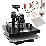 Tolsous 15x15 Heat Press Machine for Shirt 8 in 1 Bundle Printing Swing Away Sublimation Vinyl HTV Hot Transfer Digital Pressing Combo by Tshirt,Cap, Tumbler,Mug,Cup,Hat,Plate 1200W