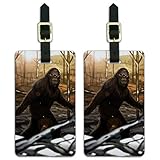 Bigfoot Sasquatch Walking in the Woods Luggage ID Tags Carry-On Cards - Set of 2