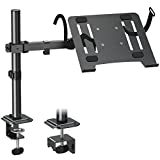 MOUNTUP Single Laptop Desk Mount with Tray for 13-27 inch Computer Screen, Adjustable Laptop Desk Arm for Laptop Notebook up to 17’’, Weight up to 19.8 lbs, Grommet/Clamp on Laptop Stand MU4001