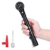 2 in 1 Bike Tire Pump /Shock Pump- Mini Hand Bike Pump Portable- 300PSI Bicycle Air Pump with Pressure Gauge- Presta and Schrader Valves Compatible Ball Pump with Needle