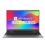 Bmax Laptop 15.6', 12GB DDR4 RAM 512GB SSD, Intel Celeron N5095 Quad Core Processor (up to 2.9GHz), 2K FHD IPS Display, Windows 11 Gaming Laptop Thin Traditional Computers Expandable 1TB SSD
