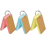 SULOLI Blank Flash Cards with rings, 150 PCS Multicolor Kraft Paper Card with Binder Ring for School Home Office Use