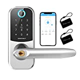 Smart Lock, SMONET Deadbolt Lock with Keypad, Keyless Entry Biometric Fingerprint Front Door Locks, Bluetooth Electronic Digital Lock with Reversible Handle, App Control, IC Card for Home, Apartment