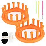 VGOODALL Round Knitting Loom Set Circular Loom Set with 2 Rolls Acrylic Yarn for Hat Scarf Shawl Sweater Sock Knitter