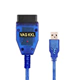 OBDII Scanner Diagnostic Cable for VW Audi Skoda Seat Volkswagen, Support VAG-COM KKL 409.1, 16-Pin Car Programming Cable, OBD II Adapter Connector Cable Scan Tool, for Win XP/ WIN7 32bits ONLY