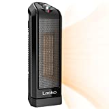 Lasko Oscillating Ceramic Tower Space Heater, Overheat Protection, Adjustable Thermostat, 2 Heat Modes, 1500W, 15.7 Inches, Black, CT16450