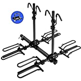 EDOSTORY Hitch Mount Bike Rack,Foldable 4 Tray Black Bicycle Rack fit for Cars, Trucks, SUV and Sedan with 2' Hitch Receiver-Hitch Stabilizer