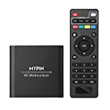 4K Media Player with Remote Control, Digital MP4 Player for 8TB HDD/ USB Drive / TF Card/ H.265 MP4 PPT MKV AVI Support HDMI/AV/Optical Out and USB Mouse/Keyboard-HDMI up to 7.1 Surround Sound (Black)