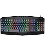 Wired RGB Gaming Keyboard, Membrane Keyboard with 8 Independent Multimedia Keys, 25 Keys Anti-ghosting, Plug and Play