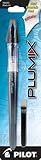 PILOT Plumix Refillable Fountain Pen, Black Barrel, Medium Nib, Black Ink (90055)