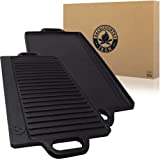 Backcountry Cast Iron Skillet 20x9' (Large Reversible Grill/Griddle, Pre-Seasoned for Non-Stick Like Surface, Cookware Oven/Broiler/Grill Safe, Kitchen Deep Fryer, Restaurant Chef Quality)