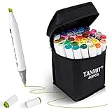 TANMIT Marker Pens Dual Tips Permanent Art Markers for Kids, Highlighter Pen Set for Adult Coloring Drawing Sketching Highlighting and Underlining (Carrying Case & 40 Colors)