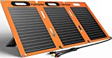 Solar Panels, FATORK 100W Portable Solar Panel Kit with 2 USB/Type-C/DC Outputs 5V-20V, Foldable 3-in-1 Output Cords Solar Panel Charger with Adjustable Foot Pedal for Homes, Camping, RV, Fishing