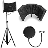 AxcessAbles Large Recording Studio Microphone Isolation Shield with Tripod Stand | Includes Pop Filter | Portable Recording Sound Booth | Reflection Filter Shield | Studio Microphone Stand (SF-101KIT)