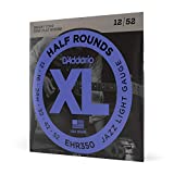 D'Addario Guitar Strings - XL Half Rounds Electric Guitar Strings - Semi-Flat Wound - Bright Tone, Smooth Feel, Reduced Finger Noise - EHR350 - Jazz Light, 12-52