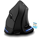 Zeerkeer Wireless Vertical Gaming Mouse 2.4G USB Rechargeable Ergonomic Vertical Mouse with 3 Adjustable DPI(1000/1600 /2400) and 6 Buttons for PC, Desktop, Laptop