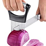 ESINAM Onion Slicer Holder, Premium Vegetable Slicer Cutter for Potato and Tomato, Sharp Stainless Steel Food Slicer Assistant Tool for Slicing Fruit Lemon and Meat
