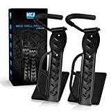 KCJ Products Bike Wall Mount Set - 2x Bike Hanger, 8x Screw - Iron and Steel Bike Rack Wall for Hanging Road, Mountain, Hybrid Bikes - Indoor Storage, Garage, Shed - Inlc. Microfiber Cloth & Wall Pad