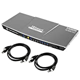 TESmart KVM Switch 4 Port HDMI | 4K 60Hz Ultra HD | Multimedia with Audio Output [Connect Multiple PCs, Laptops, Gaming Consoles to 1 Video Monitor, Keyboard & Mouse] Includes 2 Cables w/USB & Remote