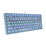 75% Gaming Mechanical Keyboard LED Backlit 87 Keys Anti-ghosting - BT-815 Tactile Feedback for PC Games(Brown switches, Blue)
