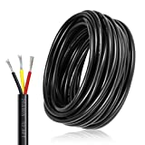 20 Gauge Electrical Wire 3 Conductor, 32.8ft Black PVC Case Stranded Low Voltage LED Cable, 20 AWG 3pin Tinned Copper Hookup Wire, Flexible Extension Power Cord for LED Lamp Lighting Strips Automotive